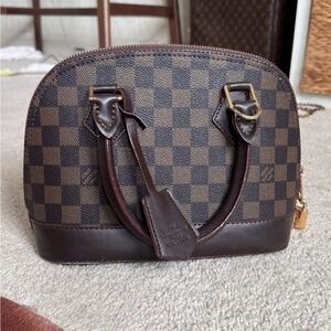 Designer Brown Checkered Handbag